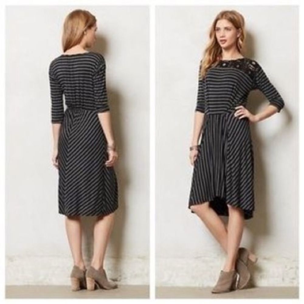 Anthropologie Tiny Dress Black and Gray Sz XSP